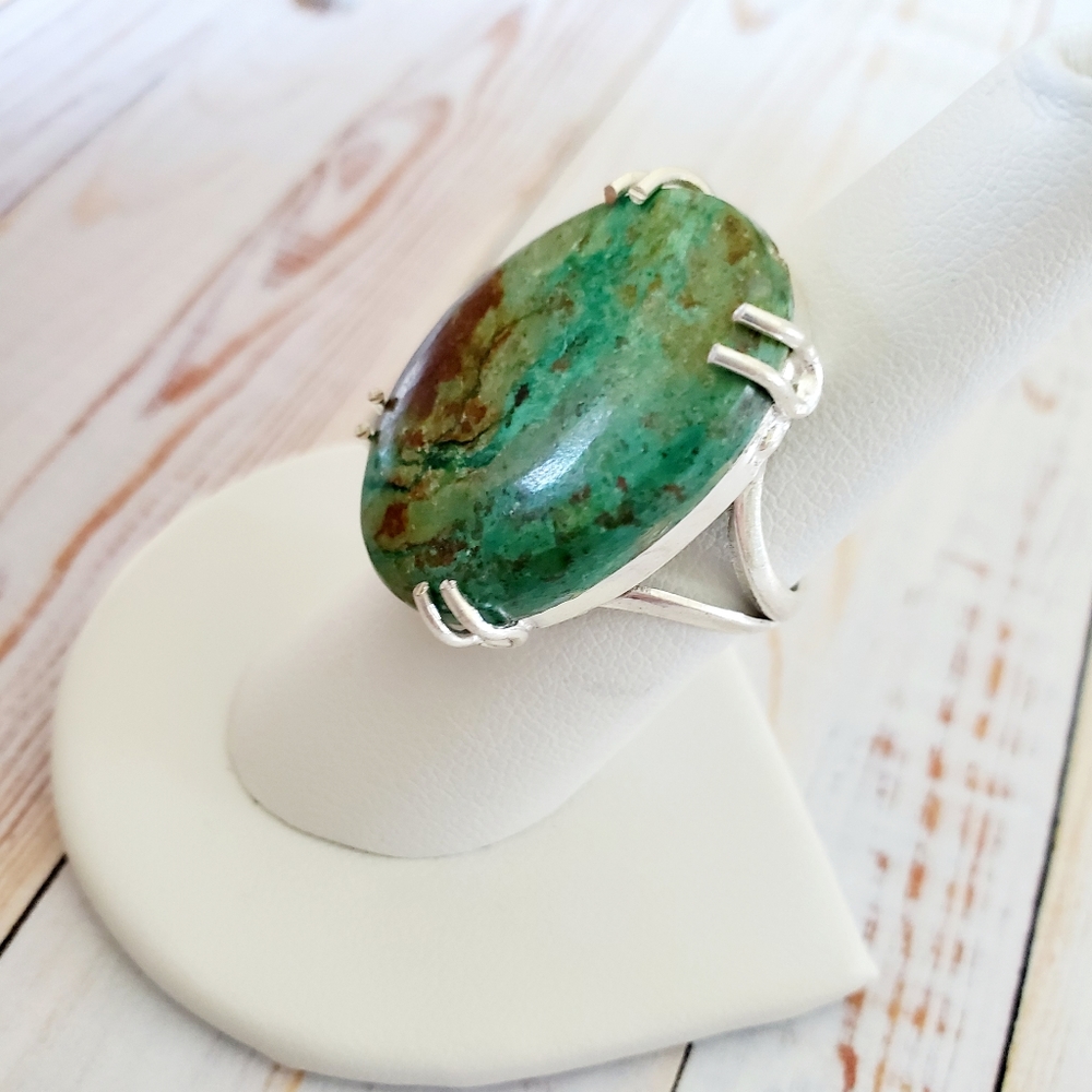 Big Chrysocolla .925 Handcrafted Ring NWOT